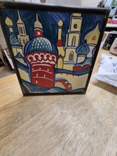 Vintage Russian Hand Painted Ceramic Tile