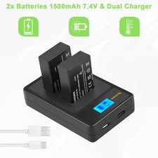 2Pcs Battery+Dual Charger for