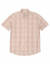LACOSTE Mens Short Sleeve Shirt Size 42 Large Pink Check Cotton CG03