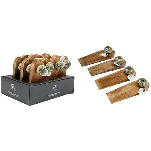Green wooden doorstop 5cm - green, doorstop,