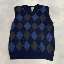 L.l.bean Knitted Sweater Vest Argyle Patterned Knit V-Neck Sweater Men's Xl