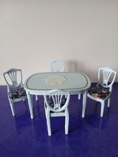 Vintage Lundby Dolls House Light Blue Dining Set