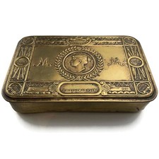 Original WW1 Princess Mary 1914 Christmas Gift Tin Brass Box - Empty