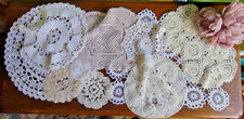 JOB LOT of 11 VINTAGE HAND CROCHETED TABLE CENTRES MATS DOILIES VGC