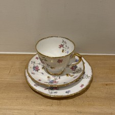 Royal Stafford Pompadour Bone China set Tea Cup & Saucer & side plate gold trim