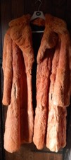 Vintage Orange Real Rabbit Fur Coat