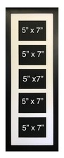MULTI APERTURE PICTURE PHOTO FRAME FOR 5  x 7" X 5" PHOTOS BLACK FRAME AND MOUNT