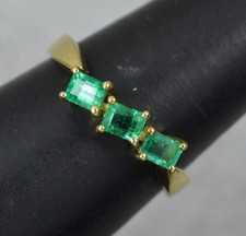 18 Carat Gold and Colombian Emerald Trilogy Ring