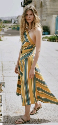 Zara assymetric striped midi - assymetric,
