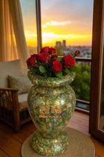 15" Marble Vase Pot, shiny