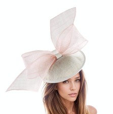 White Candy Pink Saucer Disc Royal Ascot Fascinator Hat Kentucky Derby...