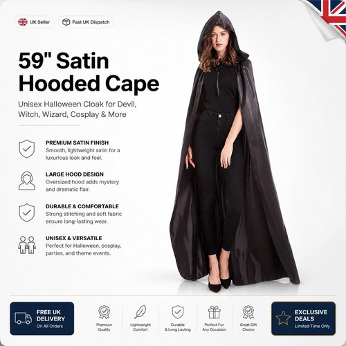 Satin hooded cape unisex - 59,