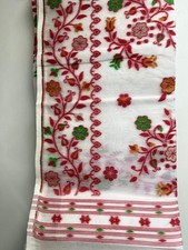 Elegant White Red semi Jamdani