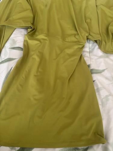 Olive green open back - , dress
