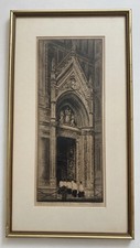 Antique Etching By Arthur J Turrel - Florence Cathedral Signed Framed