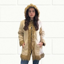 Vintage BTS Faux Fur Trimmed Afghan Jacket