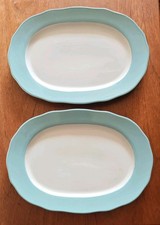 Stylish Pair Of Jamie Oliver By Queens Large Serving Plates 32x23cm Beige&Blue