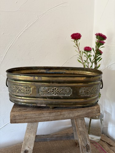 Vintage french brass oval - vintage,