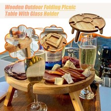 Wooden Picnic Table With Wine