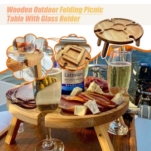 Wooden picnic table with - wooden, wine