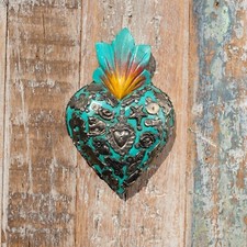 Mexican Wooden Milagros Heart