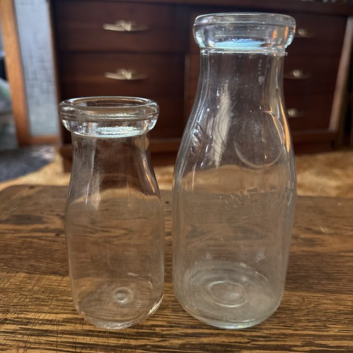 Vintage dairy glass - milk, round