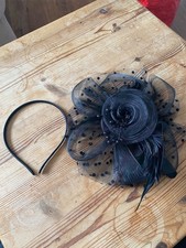Ladies black fascinator with clip and hairband