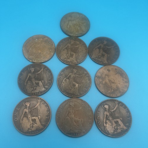 1918 old penny - coin, king