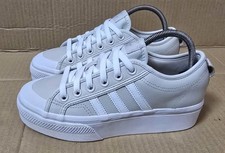 ADIDAS NIZZA TRAINERS SIZE UK 5.5 PLATFORM SOLES GREY WHITE EXCELLENT CONDITION