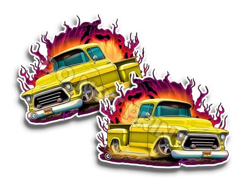 Yellow 1957 chevy pickup - yellow,