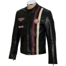 Classic Steve McQueen Le Mans Black Casual PU Leather Jacket EU52 LRG 42" UKFD
