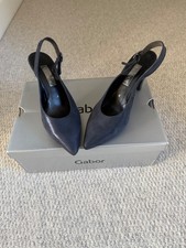 Gabor Atlee Navy Womens BNIB Leather Slingback heeled Court shoes Size 4