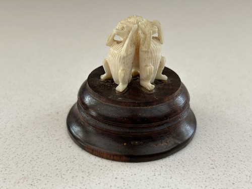 Vintage tiny carved cow bone - cow,