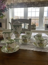 Vintage 1930s Lawleys Art Deco Coffee Set – Hand Painted Floral Woodland Design
