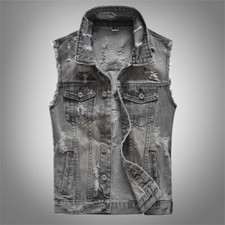 Mens Grey Denim Waistcoat