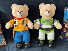 Toy Story Buzz Lightyear & Woody Build-a-Bear Teddy Bears in Shoes BAB Mint Cond