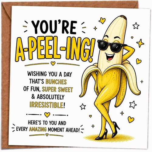 Funny banana birthday card - banana,