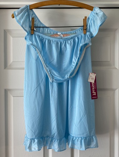 Vtg blue nylon - blue, babydoll