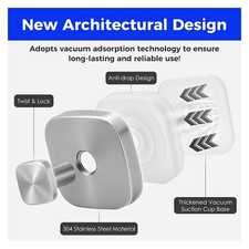 Easy Mount Stainless Steel Suction Cup Hook Strong Adhesion for Smooth Surfaces