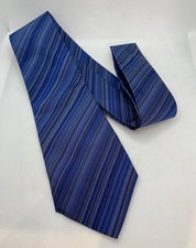 Paul Smith 100% Silk Tie Blue Striped Made In England 8cm Blade Gift Present
