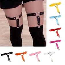 Stocking Long Sock Faux Leather Garters Pair In Various Colours Brand New