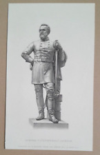 STONEWALL JACKSON - FOLEY STATUE / SCULPTURE - Victorian Print C1880s.