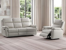 GREY Italian Leather 3 Seater