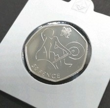 2011 Weightlifting 50p Olympic Coin in flip, BUNC–Rare Fifty Pence London Games 