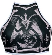 Baphomet Halterneck Top Satanic Goat Gothic Fashion Crop Top Festival Outfit UK