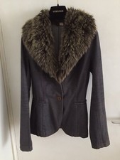 ZARA Classic Women Slim Cut Denim Jacket With Reversible Flux Fur Collar Size S