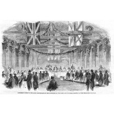 IRELAND Cork & Youghal Railway Luncheon at Middleton Station-Antique Print 1859