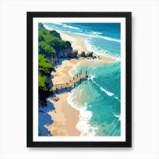 Beach Huts Art Print Framed