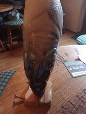 Buffalo Horn on Stand Carved with face. £40. now half price