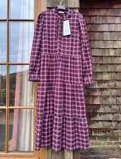 New Baukjen Tartan Cara Dress Organic Cotton Size 10
